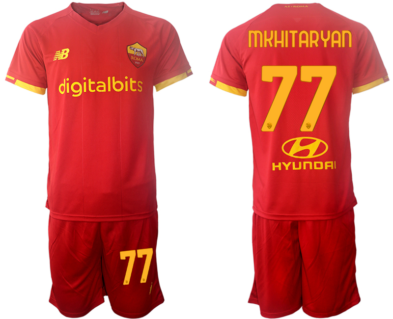 Men 2021-2022 Club AS Roma home red #77 Soccer Jersey